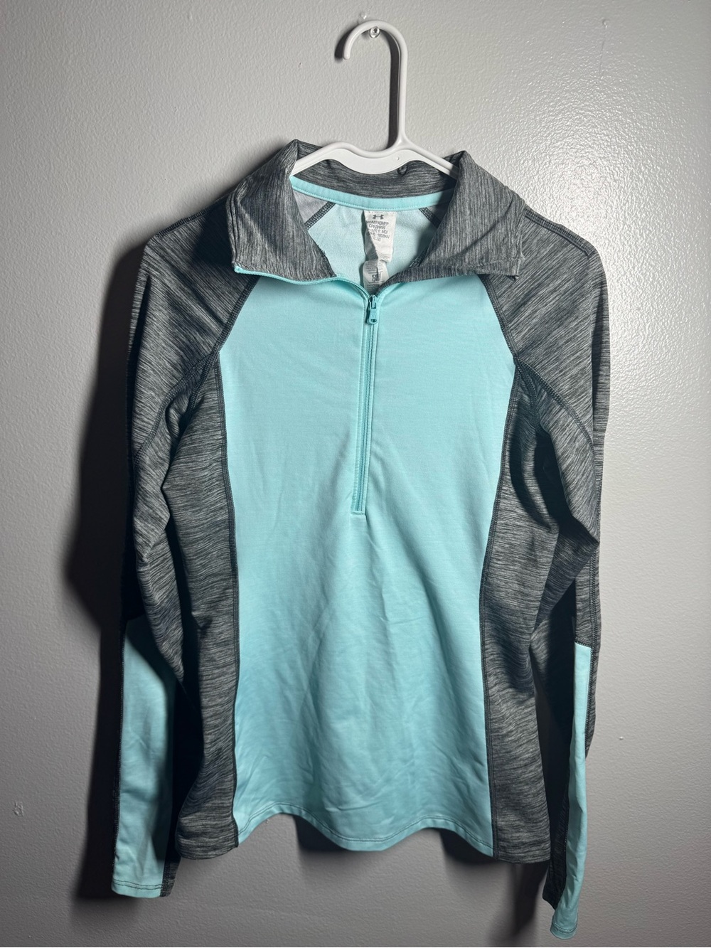 Light Blue and Heather Gray Half-Zip Athletic Pullover